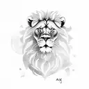lion and sun with AK-47 in hand tattoo design idea