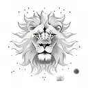 lion and sun with AK-47 in hand tattoo design idea