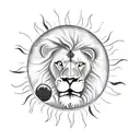 lion and sun with AK-47 in hand tattoo design idea
