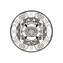 Three animals tattoo design Tiger: Located in the center of the design, assumes a protective and warm posture, possibly  tattoo design idea