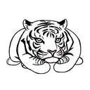Three animals tattoo design Tiger: Located in the center of the design, assumes a protective and warm posture, possibly  tattoo design idea
