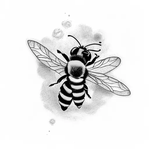 Lavender flowers with a bumble bee floating above tattoo design idea