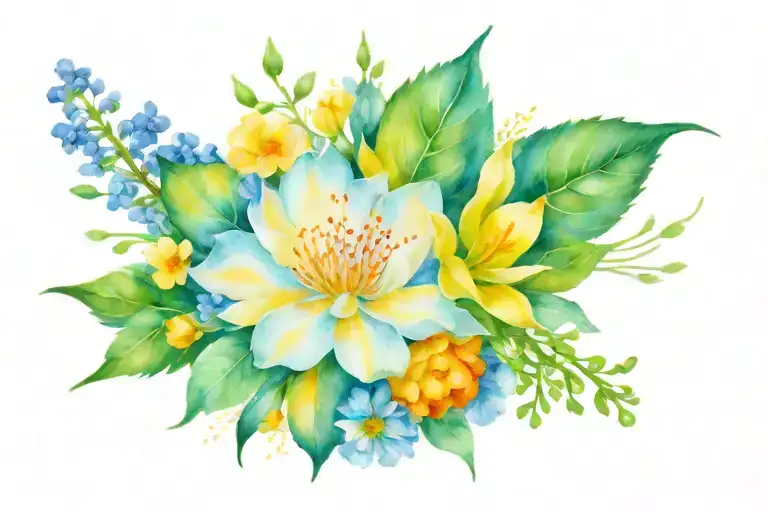 April, June, July birth flowers tattoo design idea