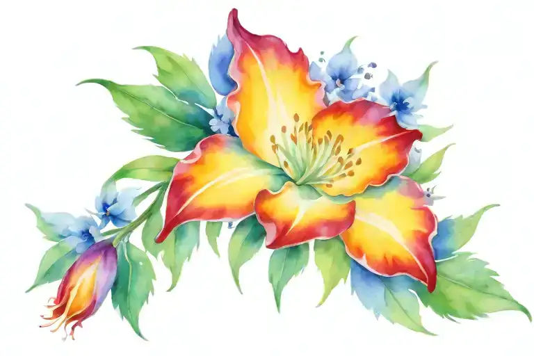 April, June, July birth flowers tattoo design idea