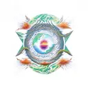 the four elements fire, air, water, and earth spriling inwards tattoo design idea