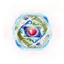 the four elements fire, air, water, and earth spriling inwards tattoo design idea