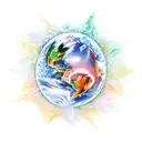 the four elements fire, air, water, and earth spriling inwards tattoo design idea