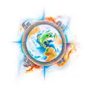 the 4 elements fire air water and earth spriling inwards tattoo design idea