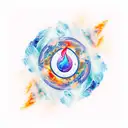the 4 elements fire air water and earth spriling inwards tattoo design idea