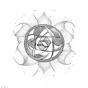 the four elements fire, air, water, and earth spriling inwards tattoo design idea