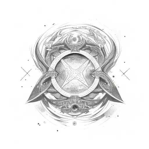 ouroboros  with chaos star mix tattoo design idea