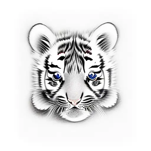 baby tiger manly tattoo design idea