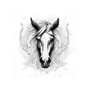 a horse inside a trophy tattoo design idea