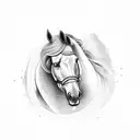 a horse inside a trophy tattoo design idea