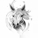 a horse inside a trophy tattoo design idea