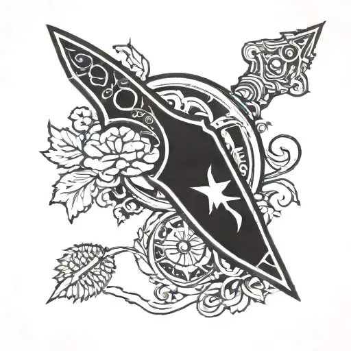 Incorporate elements of your favorite clothing brand logo into a unique knife design tattoo design idea