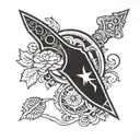 Incorporate elements of your favorite clothing brand logo into a unique knife design tattoo design idea