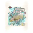 A traditional-style map with landmarks and transportation routes tattoo design idea