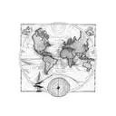 A traditional-style map with landmarks and transportation routes tattoo design idea