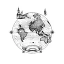 A traditional-style map with landmarks and transportation routes tattoo design idea