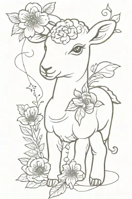 Baby details, with a lamb, flower lung, and awareness ribbon tattoo design idea