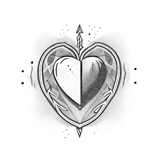 dagger through a love heart tattoo design idea