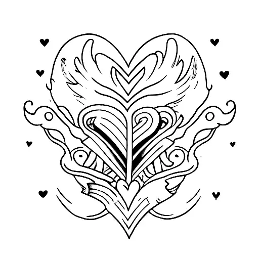 dagger through a love heart tattoo design idea