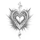dagger through a love heart tattoo design idea