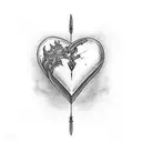 dagger through a love heart tattoo design idea