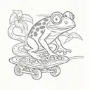 red frog with pizza on skateboard with blunt tattoo design idea