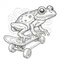red frog with pizza on skateboard with blunt tattoo design idea