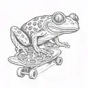 red frog with pizza on skateboard with blunt tattoo design idea