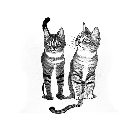 Two cats with their tails attached tattoo design idea
