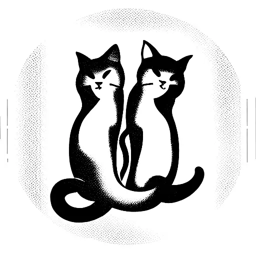 Two cats with their tails attached tattoo design idea