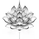 An elegant lotus flower with Chinese calligraphy characters flowing through its petals, inspired by the beauty of Shanghai's traditional art forms tattoo design idea