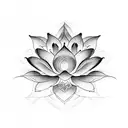 An elegant lotus flower with Chinese calligraphy characters flowing through its petals, inspired by the beauty of Shanghai's traditional art forms tattoo design idea