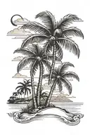 palm tree beach sunset tattoo design idea
