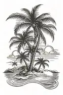 palm tree beach sunset tattoo design idea