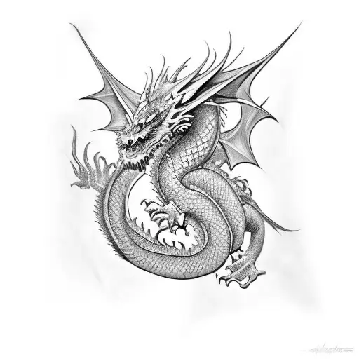 dragon sleeve under tribal  tattoo design idea