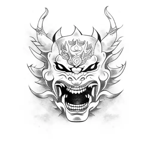 Hannya mask tattoo design idea
