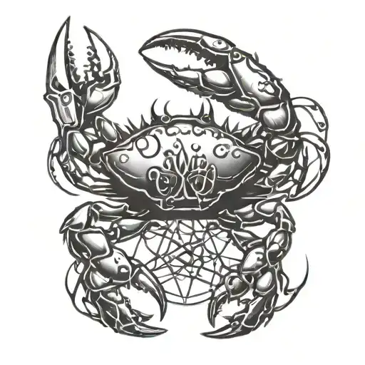 crab holding scissors tattoo design idea