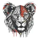 lion broken chains rose tattoo design idea