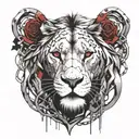 lion broken chains rose tattoo design idea