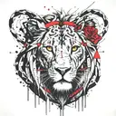 lion broken chains rose tattoo design idea