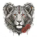 lion broken chains rose tattoo design idea