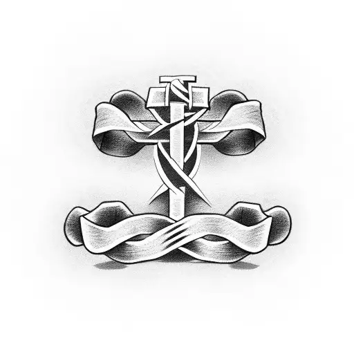 Christian Cross Arm Band with two bands tattoo design idea