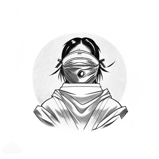 geisha removing kakashi anbu mask tattoo design idea