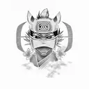 geisha removing kakashi anbu mask tattoo design idea