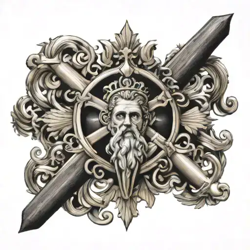 saint peter cross desgin tattoo design idea