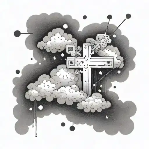 cloud cross gangsta tattoo design idea